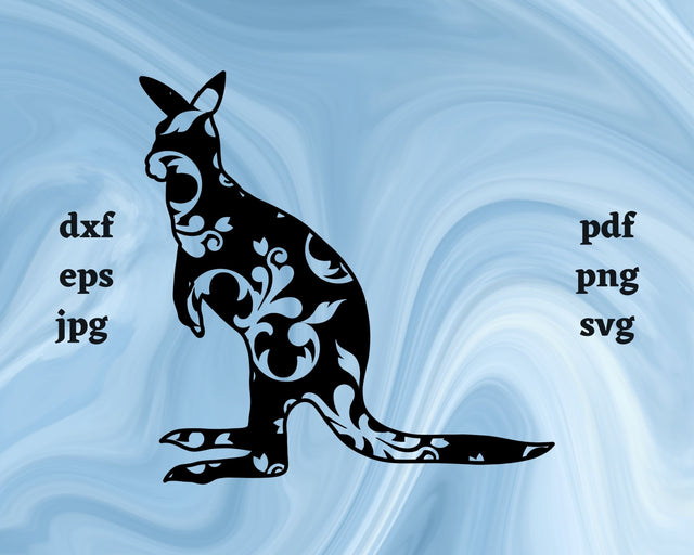 Floral Kangaroo SVG Cut File SVG Northern Light SVG 