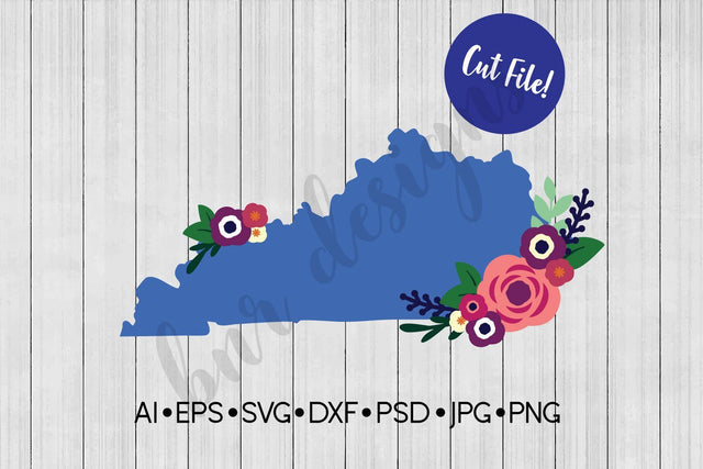 Floral Kentucky SVG SVG BNRDesignShop 