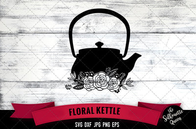 Floral Kettle Vector Silhouette File SVG Loveleen Kaur 