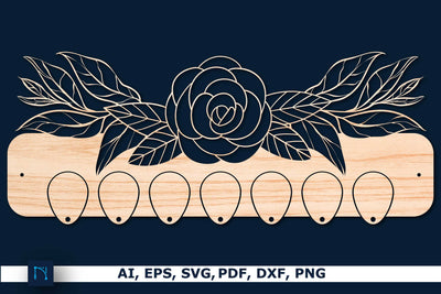 floral Key Holder Laser Cut Template SVG SVG MD JOYNAL ABDIN 