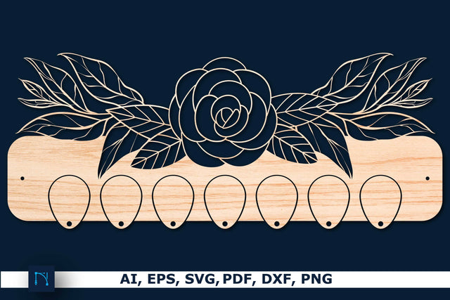 floral Key Holder Laser Cut Template SVG SVG MD JOYNAL ABDIN 