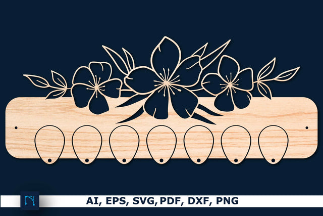 floral Key Holder Laser Cut Template SVG SVG MD JOYNAL ABDIN 
