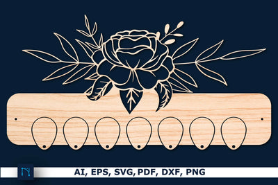 floral Key Holder Laser Cut Template SVG SVG MD JOYNAL ABDIN 
