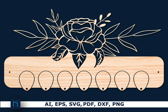 floral Key Holder Laser Cut Template SVG SVG MD JOYNAL ABDIN 