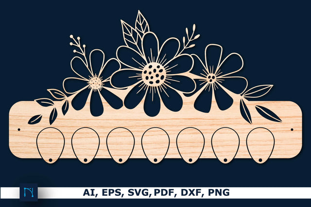 floral Key Holder Laser Cut Template SVG SVG MD JOYNAL ABDIN 