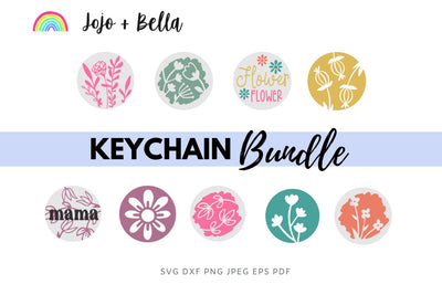 Floral keychain pattern svg, Keychain Svg, Floral Svg, Paint Brush Stroke svg, key ring pattern svg, Svg Files for Cricut, Silhouette SVG Jojo&Bella 