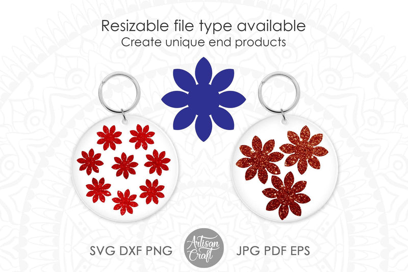 Floral Keychain SVG, floral shapes | So Fontsy