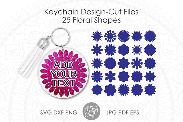 Floral Keychain SVG, floral shapes, keychain background SVG Artisan Craft SVG 