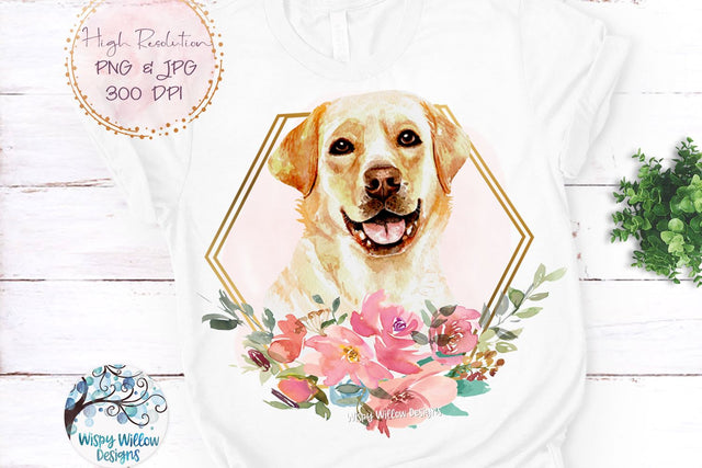 Floral Labrador Retriever Dog Sublimation Png Sublimation Wispy Willow Designs 