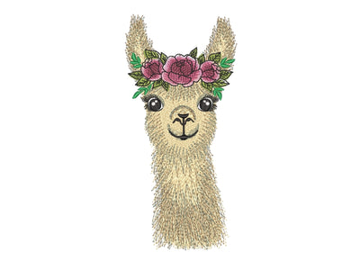Floral Lama Embroidery Design, 4 sizes Embroidery/Applique DESIGNS Nino Nadaraia 