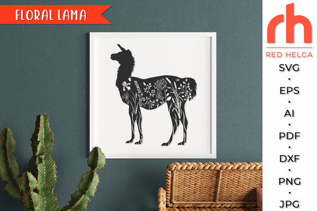 Floral Lama SVG - Flower Animal Cut File SVG RedHelgaArt 