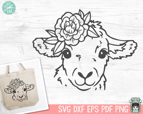 Floral Lamb SVG, Sheep SVG, Easter svg file, Spring svg, Flower Lamb svg, Animal Face svg, Flower Crown svg, Religious svg file, Easter Lamb svg SVG Wild Pilot 