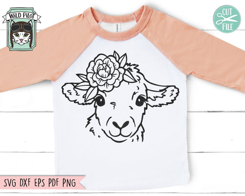 Floral Lamb SVG, Sheep SVG, Easter svg file, Spring svg, Flower Lamb svg, Animal Face svg, Flower Crown svg, Religious svg file, Easter Lamb svg SVG Wild Pilot 