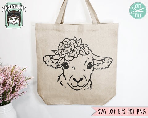 Floral Lamb SVG, Sheep SVG, Easter svg file, Spring svg, Flower Lamb svg, Animal Face svg, Flower Crown svg, Religious svg file, Easter Lamb svg SVG Wild Pilot 