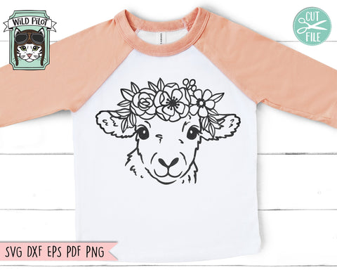 Floral Lamb SVG, Sheep SVG, Easter svg file, Spring svg, Flower Lamb svg, Animal Face svg, Flower Crown svg, Religious svg file, Easter Lamb svg SVG Wild Pilot 