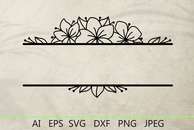 Floral last name monogram svg, Flowers split monograme frame SVG AnastasiyaArtDesign 