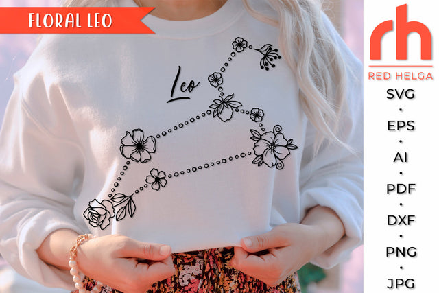 Floral Leo SVG - Flower Zodiac Cut File SVG RedHelgaArt 