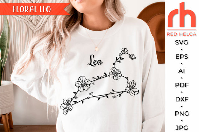 Floral Leo SVG - Flower Zodiac Cut File SVG RedHelgaArt 