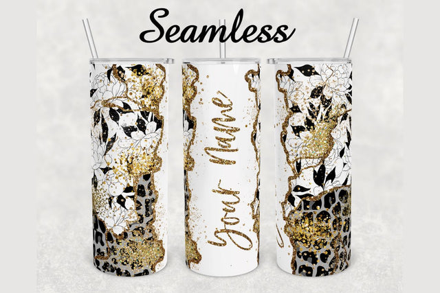 Floral Leopard Print Agate Tumbler sublimation design 20 oz skinny tumbler wrap Sublimation BambinaCreations 