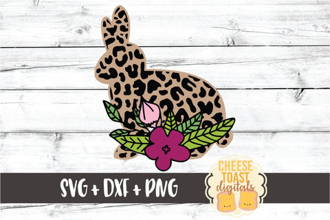 Floral Leopard Print Bunny - Easter SVG PNG DXF Cut Files SVG Cheese Toast Digitals 