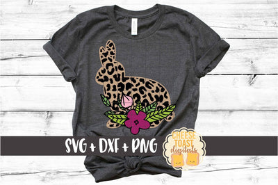 Floral Leopard Print Bunny - Easter SVG PNG DXF Cut Files SVG Cheese Toast Digitals 