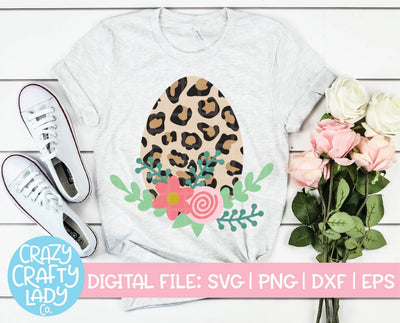 Floral Leopard Print Easter Egg | Easter SVG Cut File SVG Crazy Crafty Lady Co. 