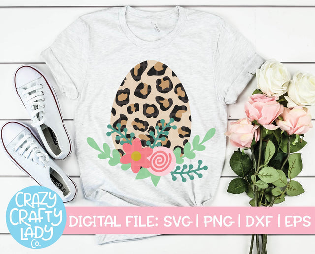 Floral Leopard Print Easter Egg | Easter SVG Cut File SVG Crazy Crafty Lady Co. 