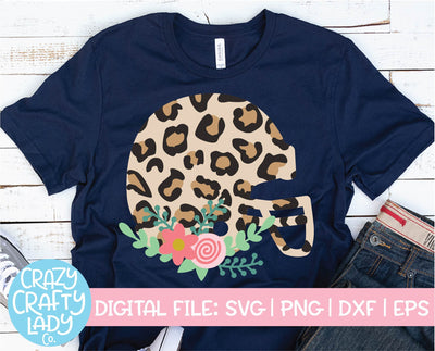 Floral Leopard Print Football Helmet | Sports SVG Cut File SVG Crazy Crafty Lady Co. 
