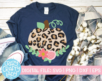 Floral Leopard Print Pumpkin | Fall SVG Cut File SVG Crazy Crafty Lady Co. 
