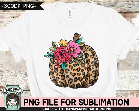 Floral Leopard Pumpkin SUBLIMATION design PNG, Flower Leopard Pumpkin png file, Floral Pumpkin png, Fall png, Autumn png, Halloween png, Thanksgiving png Sublimation Wild Pilot 