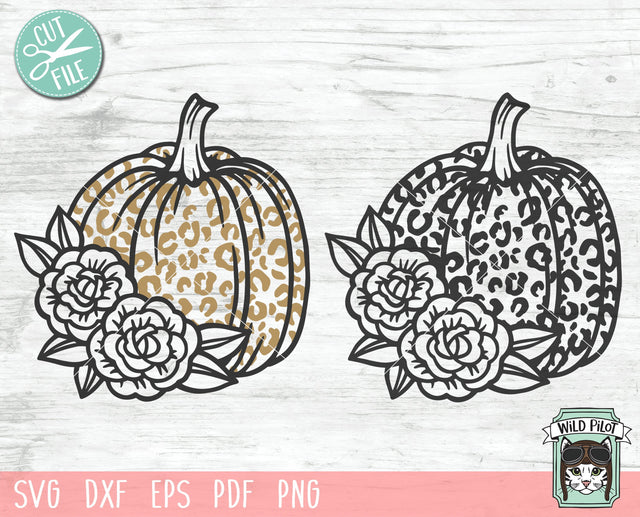 Floral Leopard Pumpkin SVG File, Flower Pumpkin Cut File, Fall SVG, Autumn SVG, Halloween SVG, Thanksgiving SVG, Leopard Pumpkin Cut File SVG Wild Pilot 