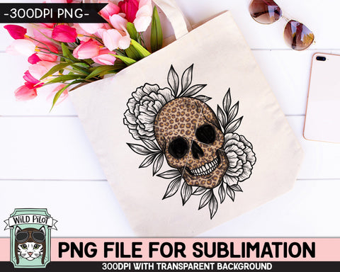 Floral Leopard Skull SUBLIMATION design PNG, Flower Leopard Skull png file, Floral Skull PNG sublimation designs, Skull Digital download Sublimation Wild Pilot 