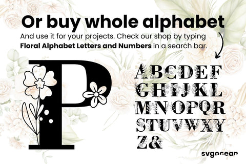 Floral Letter P SVG SVG SvgOcean 