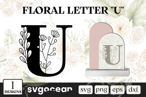Floral Letter U SVG SVG SvgOcean 