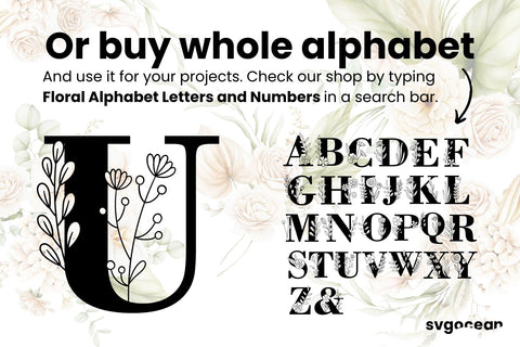 Floral Letter U SVG SVG SvgOcean 