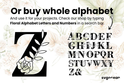 Floral Letter Z SVG SVG SvgOcean 