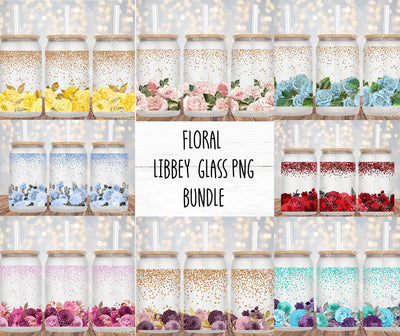 Floral Libbey 16oz Glass Can PNG Bundle Sublimation _HelArtShop_ 