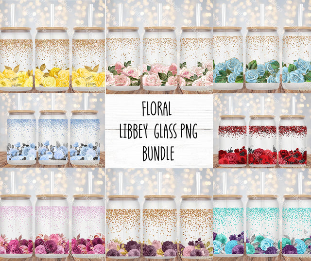 Floral Libbey 16oz Glass Can PNG Bundle Sublimation _HelArtShop_ 