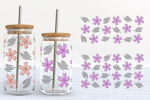 Floral Libbey Glass SVG Bundle | Flower Can Glass Wraps SVG B Renee Design 