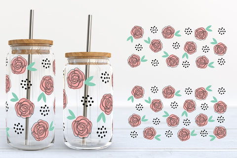 Floral Libbey Glass SVG Bundle | Flower Can Glass Wraps SVG B Renee Design 