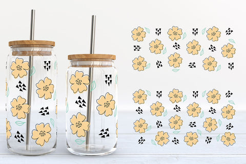 Floral Libbey Glass SVG Bundle | Flower Can Glass Wraps SVG B Renee Design 