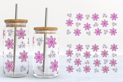 Floral Libbey Glass SVG Bundle | Flower Can Glass Wraps SVG B Renee Design 