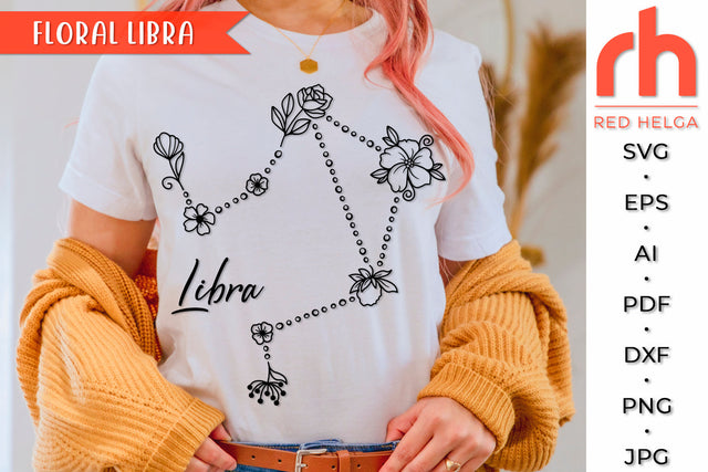 Floral Libra SVG - Flower Zodiac Cut File SVG RedHelgaArt 