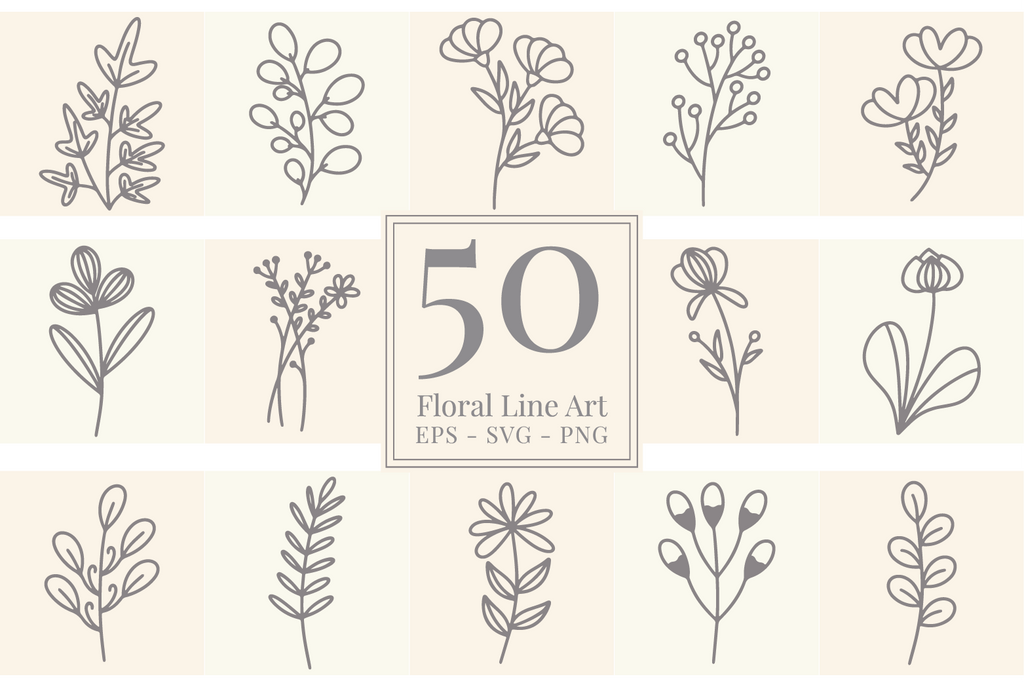Floral Line Art illustration - So Fontsy