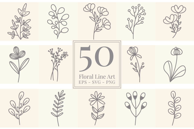 Floral Line Art illustration SVG Masyafi Studio 