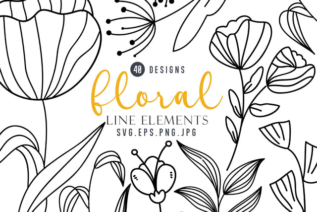 Floral Line Clipart Bundle SVG dapiyupi store 
