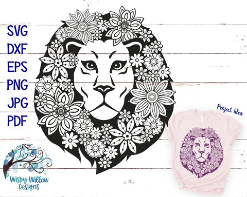 Floral Lion SVG Cut File SVG Wispy Willow Designs 