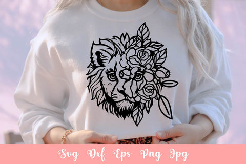Floral Lion SVG File, Shirt SVG Free For Commercial Use SVG Sintegra 