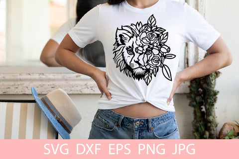 Floral Lion SVG File, Shirt SVG Free For Commercial Use SVG Sintegra 