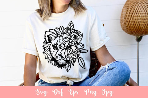 Floral Lion SVG File, Shirt SVG Free For Commercial Use SVG Sintegra 